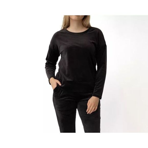 NWOT Cable & Gauge Sport Velour Crew Neck Sweatshirt Black Size Medium - Picture 1 of 11